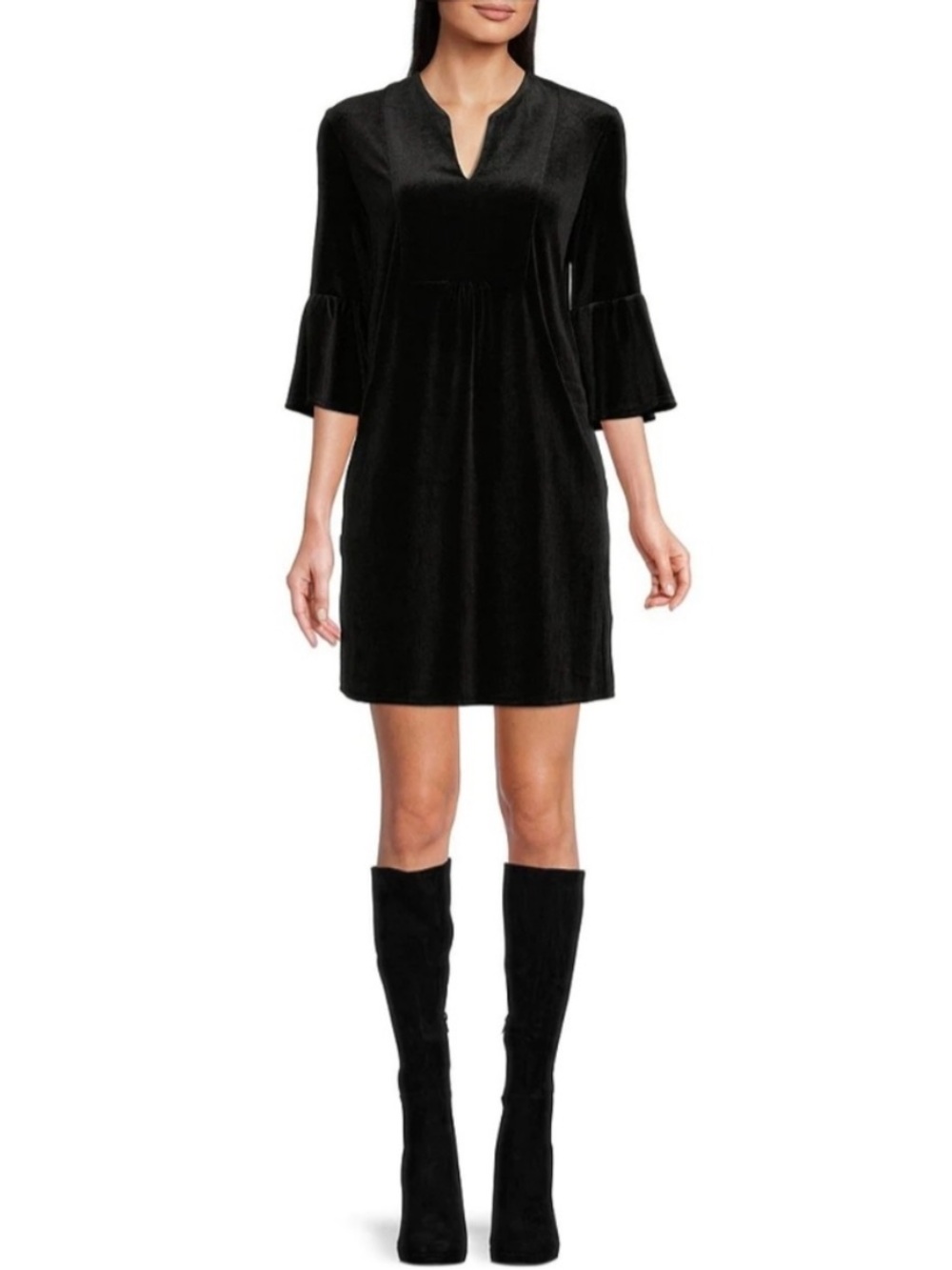 Jude Connally | Women's Black Velvet Kerry Stretch Dress Size Large